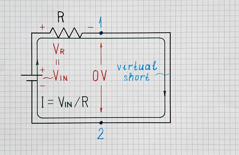 Op-amp inverting integrator - virtual short